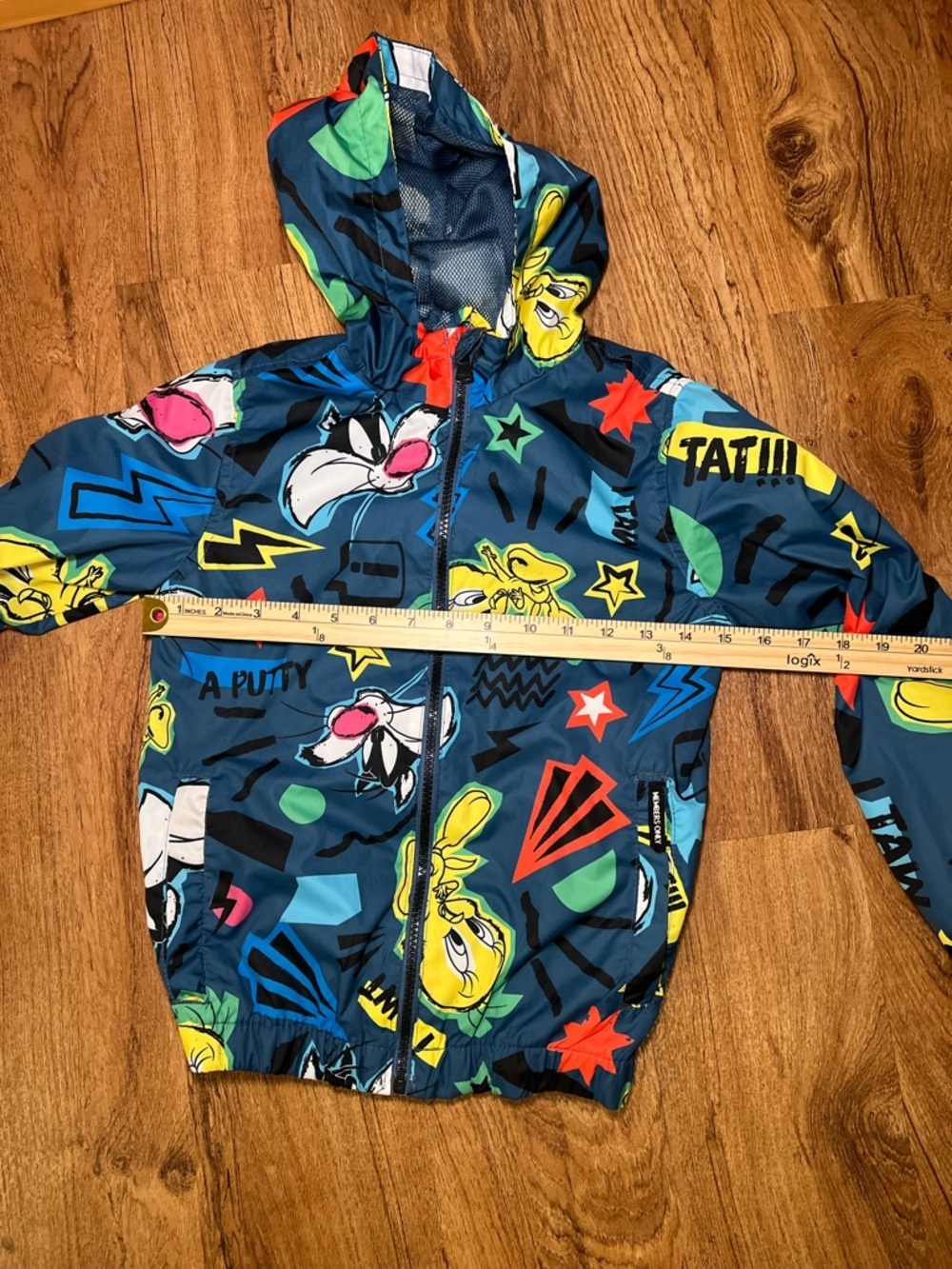 Looney Tunes Members Only Hooded Windbreaker Jacket Kids Size5 Colorful Graphic - Picture 13 of 15